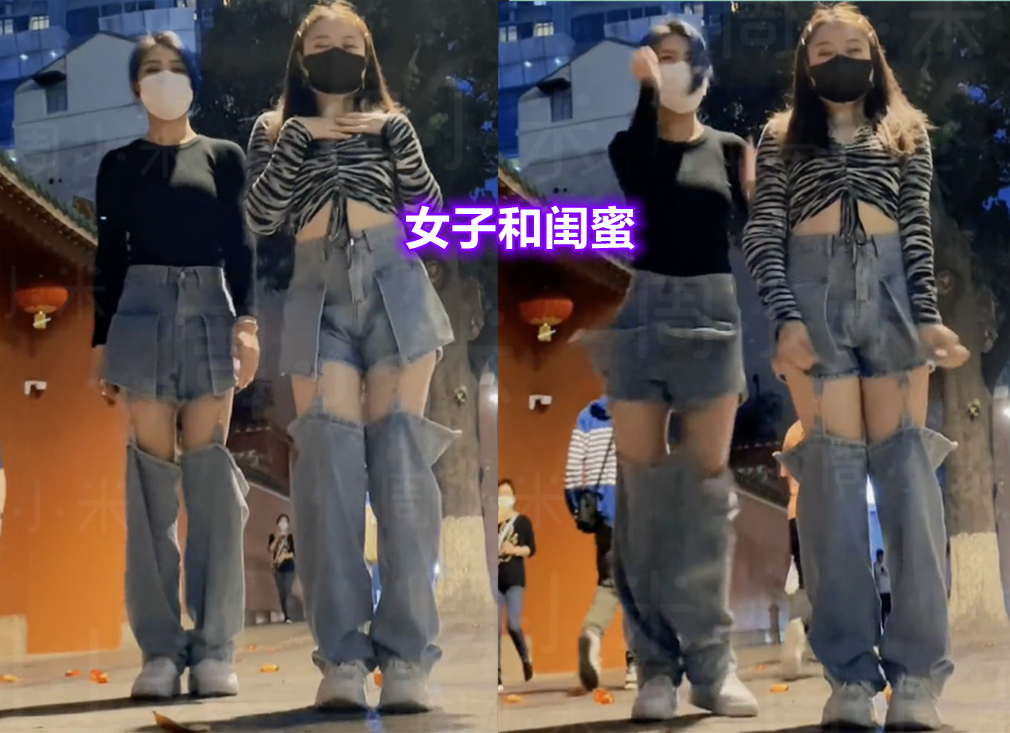 广州一女孩坐地铁穿露腿裤好身材全都露 却被大妈连摸带打训斥!