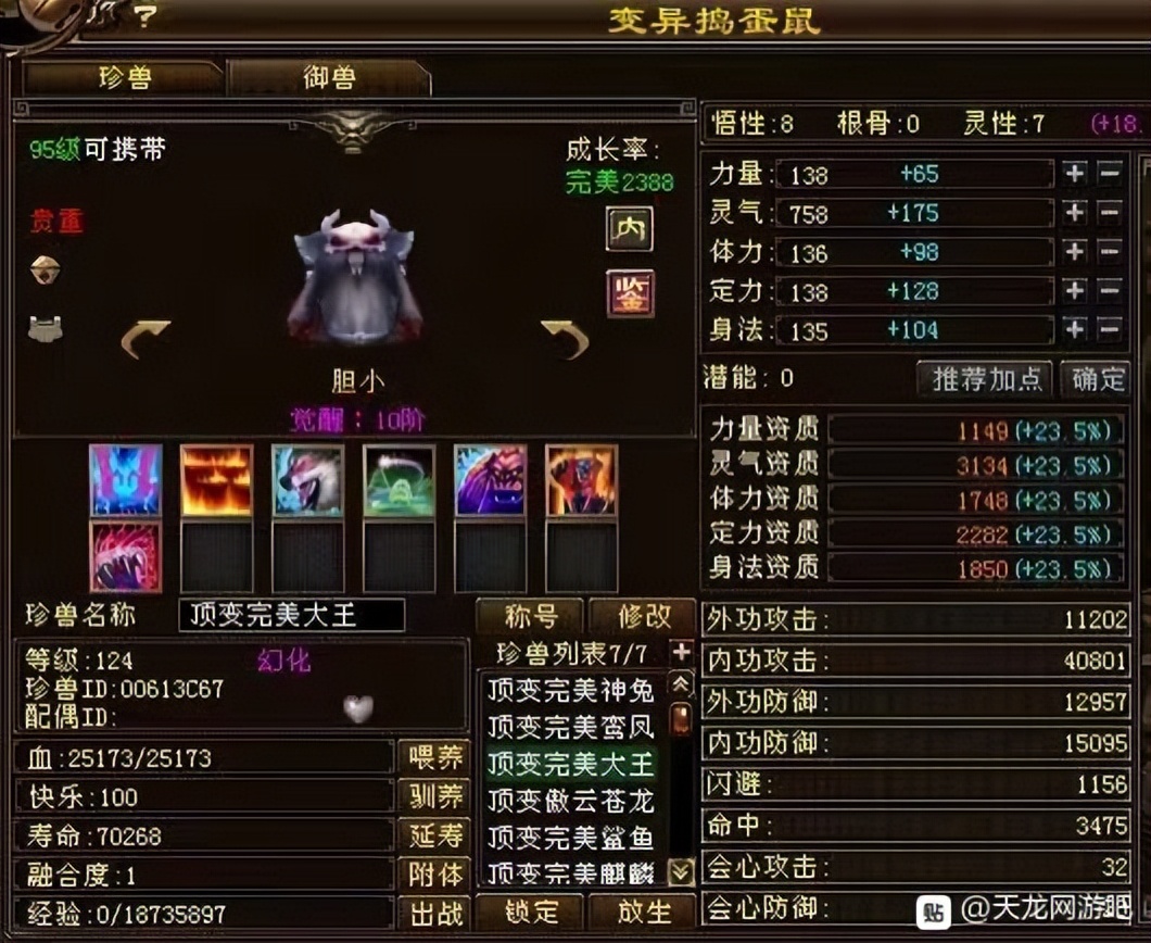 天龙：顶级宝宝收藏家，收藏了156只顶变稀有宝宝，7级号都不换