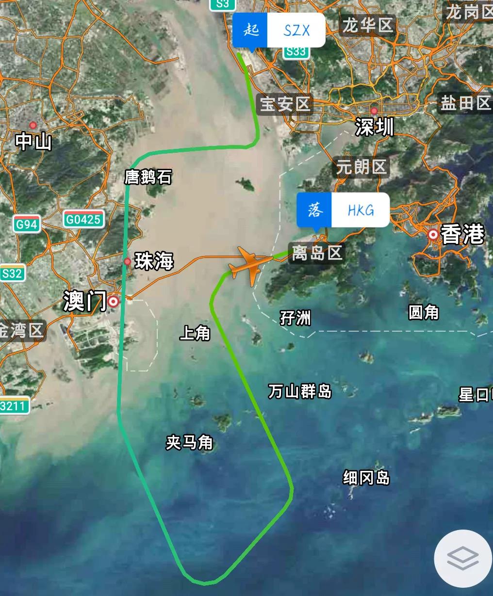 o37291航班深圳至香港飛行航路圖香港國際機場目前在使用的有兩條跑道