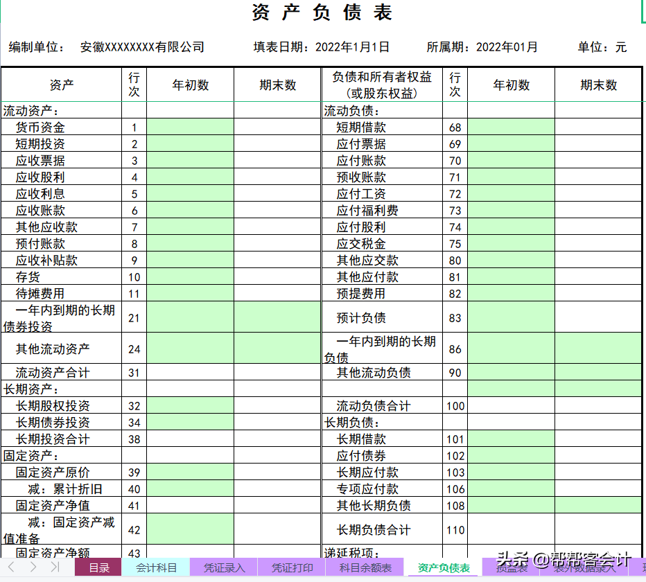 全套财务账Excel模板（超实用），企业内部培训资料