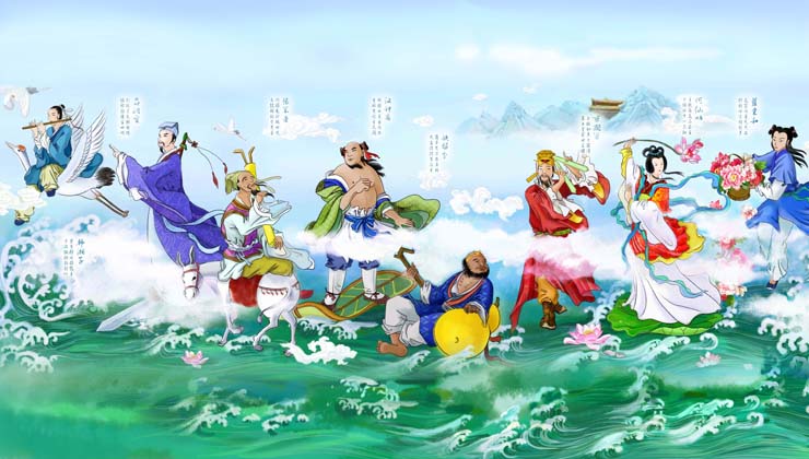 海夜叉,龙太子(还抽筋),问题少年一个;八仙,多大的人了,能飞不飞过去