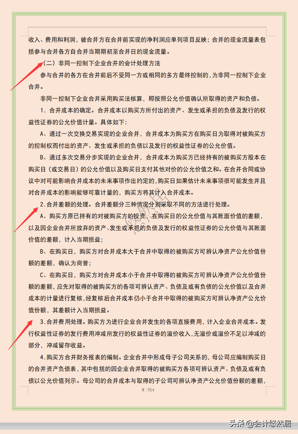 完整版财务会计核算手册，从总则到现金流量表共314页，会计必备