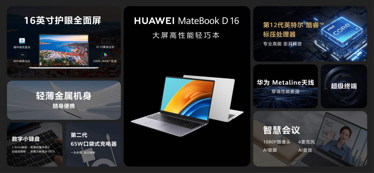 大屏高性能輕巧本華為MateBook D 16正式發(fā)布 售價(jià)5699元起