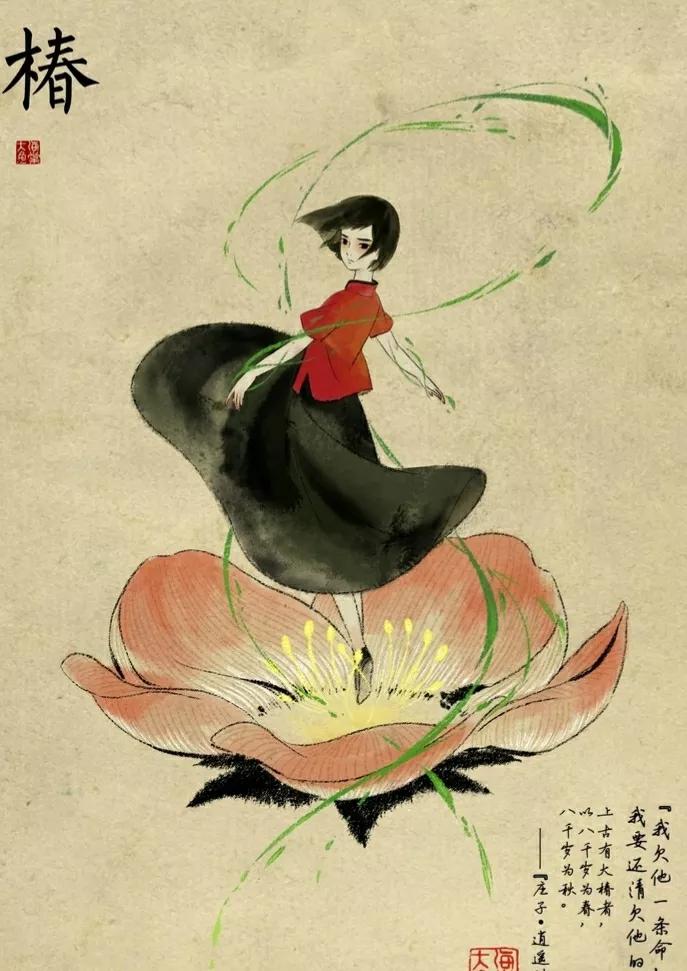 北冥有鱼,其名为鲲;南海有棠,其名为椿,海棠花开,椿还鲲命