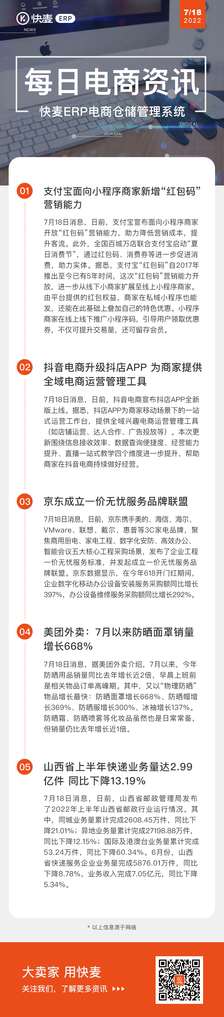 快麦电商erp 每日电商资讯 7.18