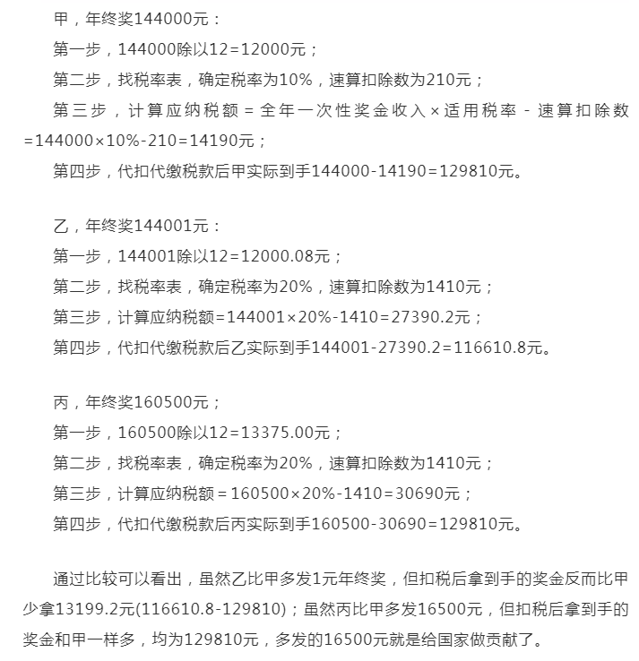 个税又变了！全年一次性奖要这样算个税！附最新个税税率表