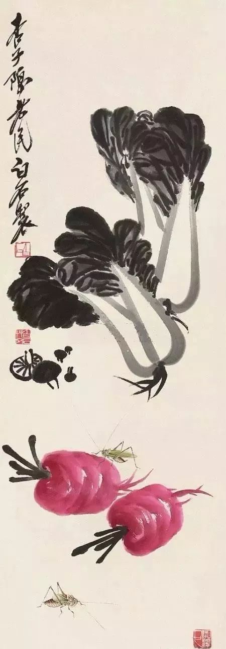 国画大师笔下的红萝卜，个个真水灵