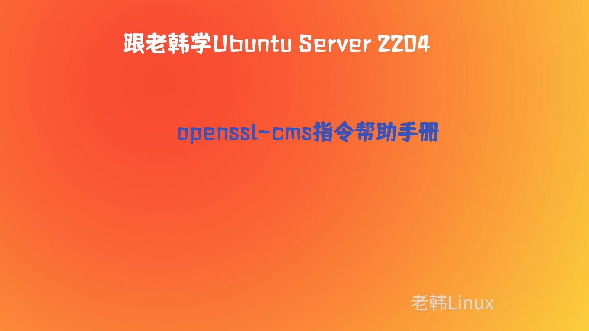 跟老韩学Ubuntu Server 2204-openssl-cms帮助手册
