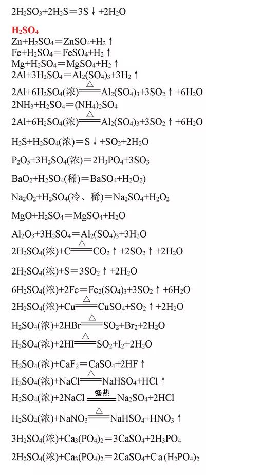 高中化学：超全化学方程式汇总，赶紧保存
