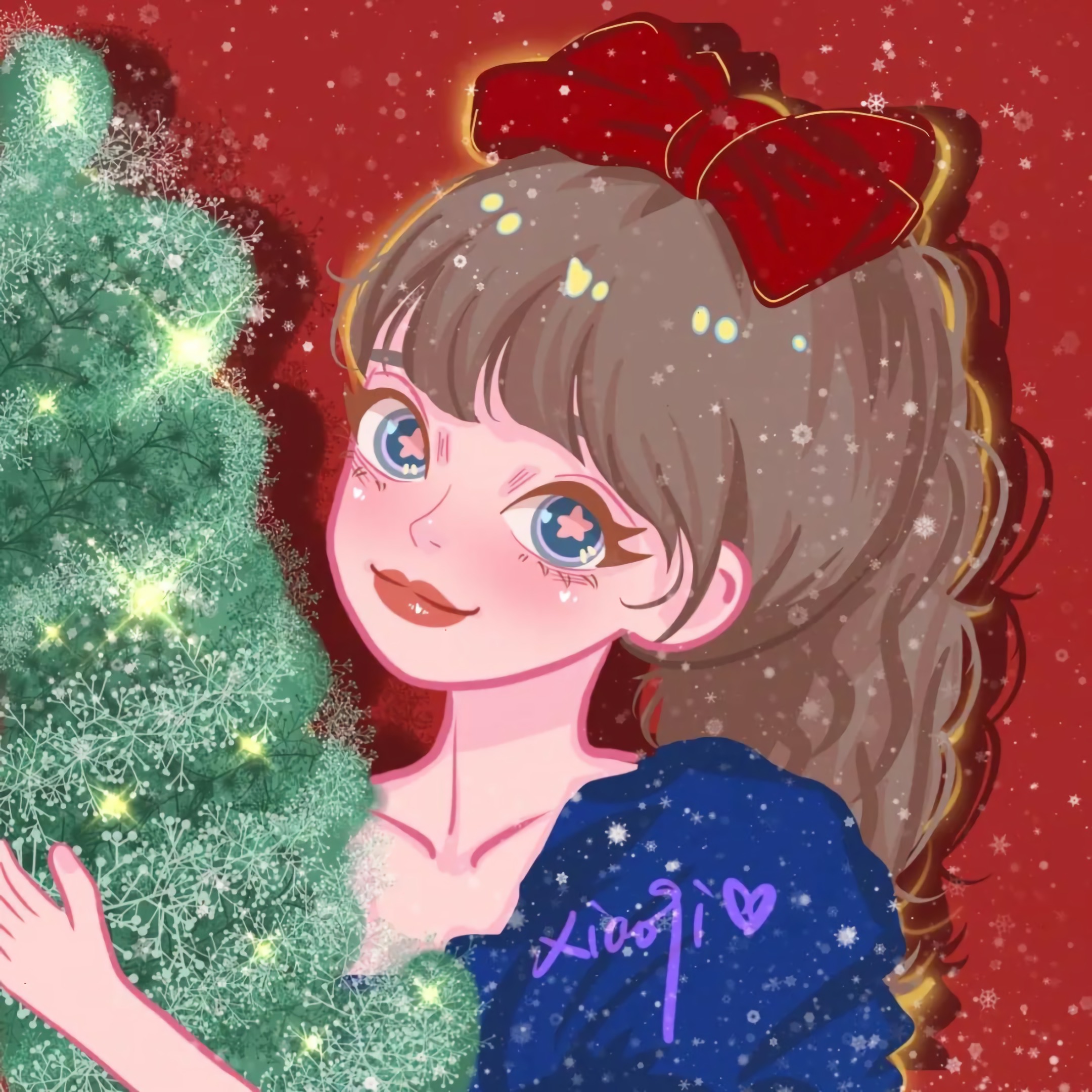 超可爱的手绘女生头像,红红火火的卡通头像