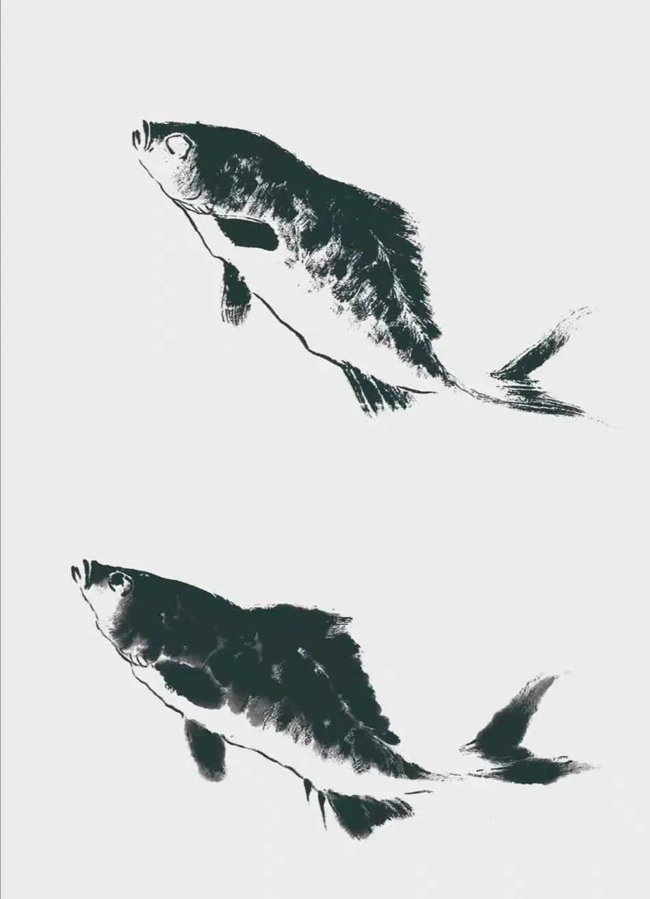 水墨画小鱼简单图片