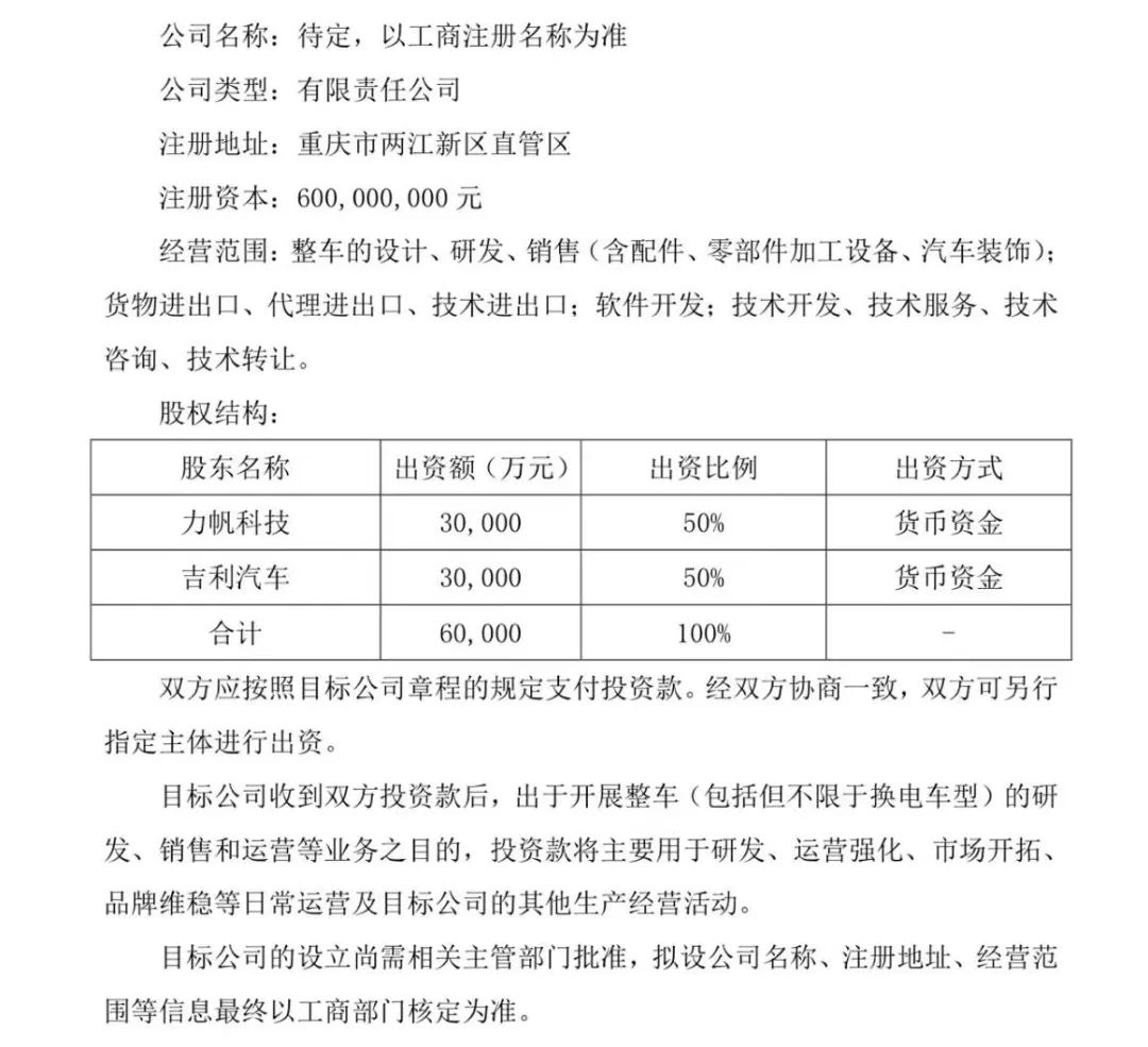 联合投资6亿，吉利与力帆诞下一子：或为高端新能源