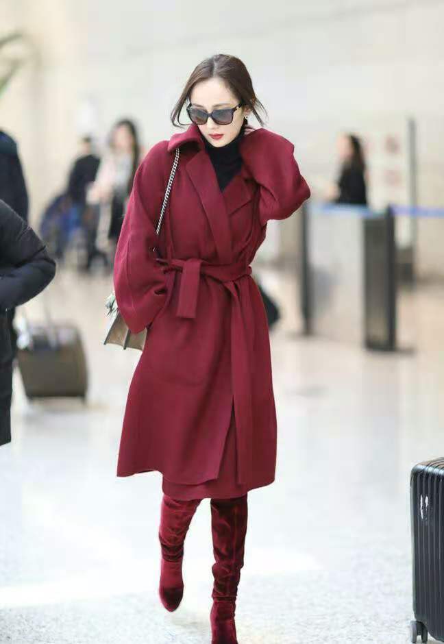 长款红色大衣搭配图片(杨幂不愧是) - 赤虎壹号