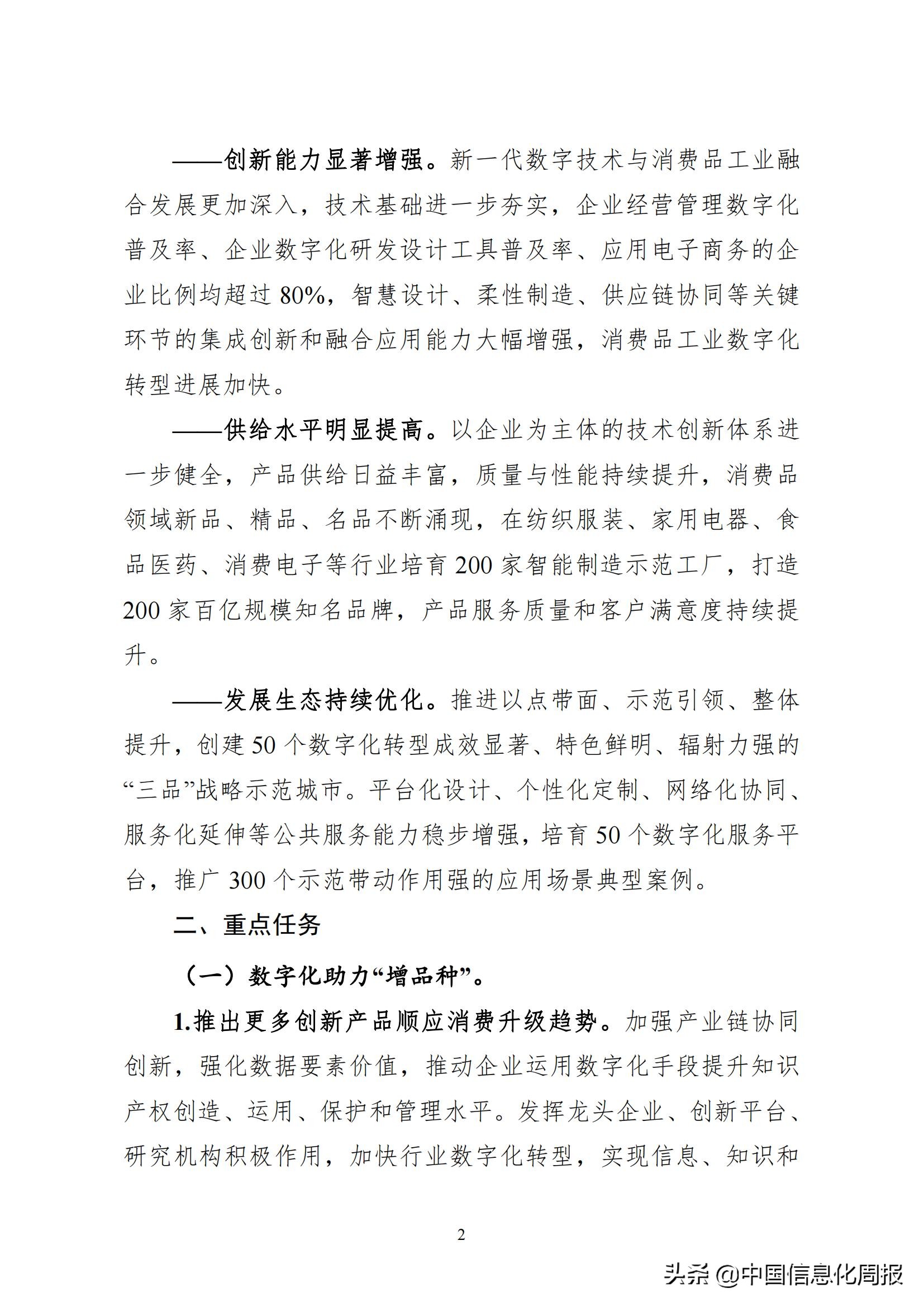 工信部 商务部 国家市场监督管理总局 国家药品监督管理局 国家知识产权局印发数字化助力消费品工业“三品”方案