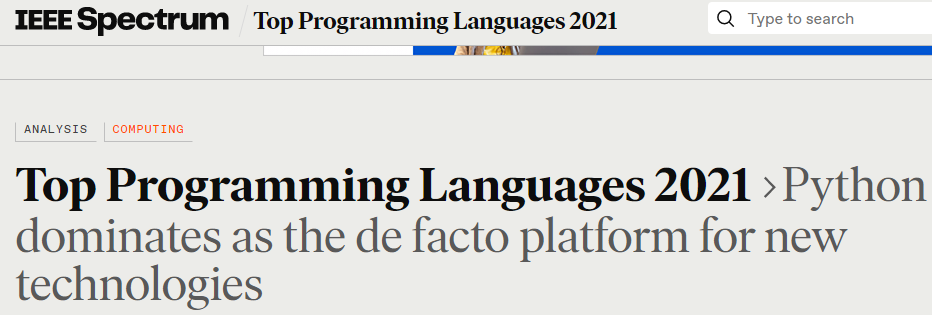 2021 IEEE Spectrum 编程语言排行榜！最好的编程语言还是它