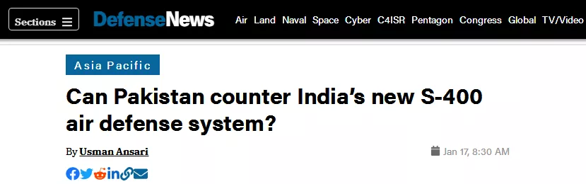 美媒：巴基斯坦不怕印度S-400，是因为有了中国这些