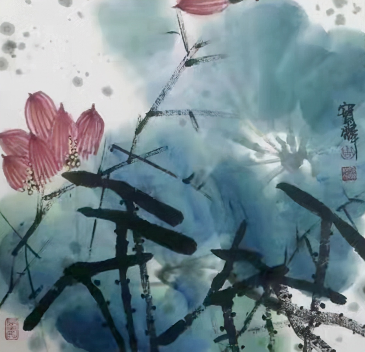 著名画家周宝麟：重彩泼墨荷花新作专题报道