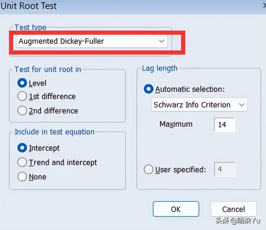EViews 时间序列模型 ADF单位根检验
