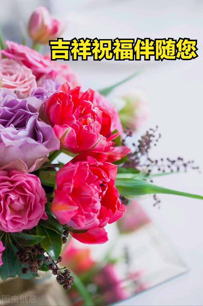 满园美好十分;春风送来惬意十分,初十的祝福送给您;大年初十是吉祥日