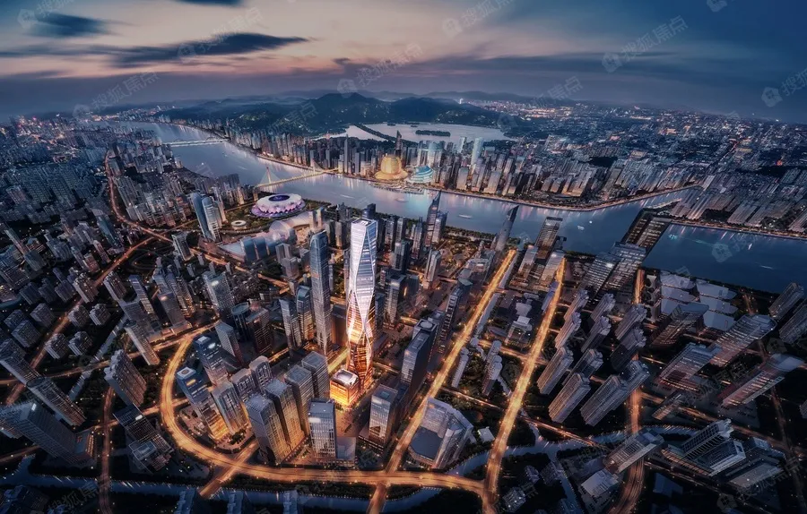 杭州望朝中心核心筒封顶,建筑犹如“火焰与水纹波”