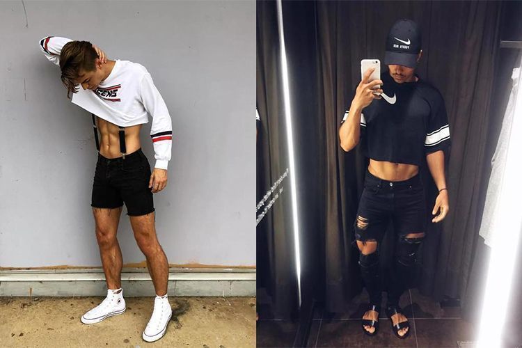 男生“露肉装”也开始内卷！露脐装、香肩和超短裤，时髦又性感