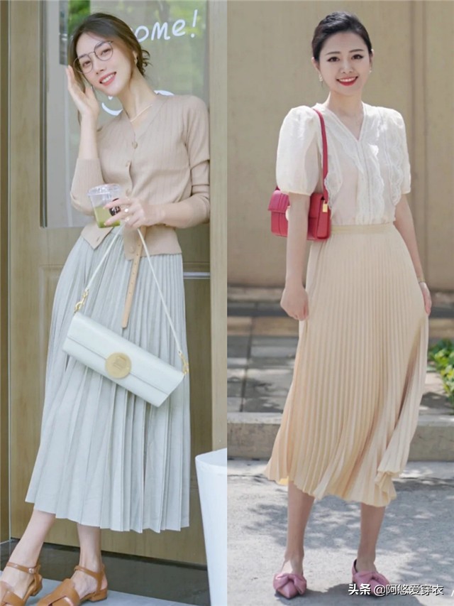 “千褶裙”才是初夏最时髦的单品，优雅又减龄，40以后穿更有气质