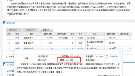 佳都科技高级副总裁刘锋52岁才升任一年 薪酬66.04万但其实有原因
