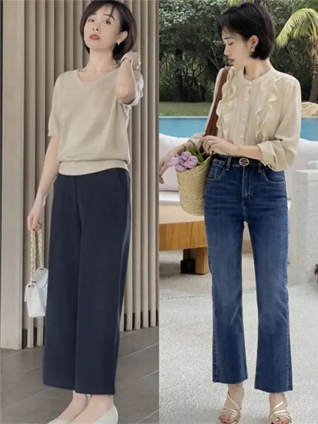 杏色裤子配上衣图片(杏色衣服配什么颜色) - 赤虎壹号