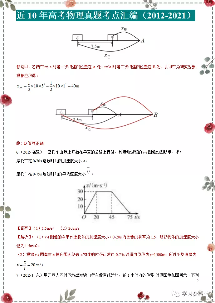 十年高考物理“真题”分项汇编(全国通用),考前必练