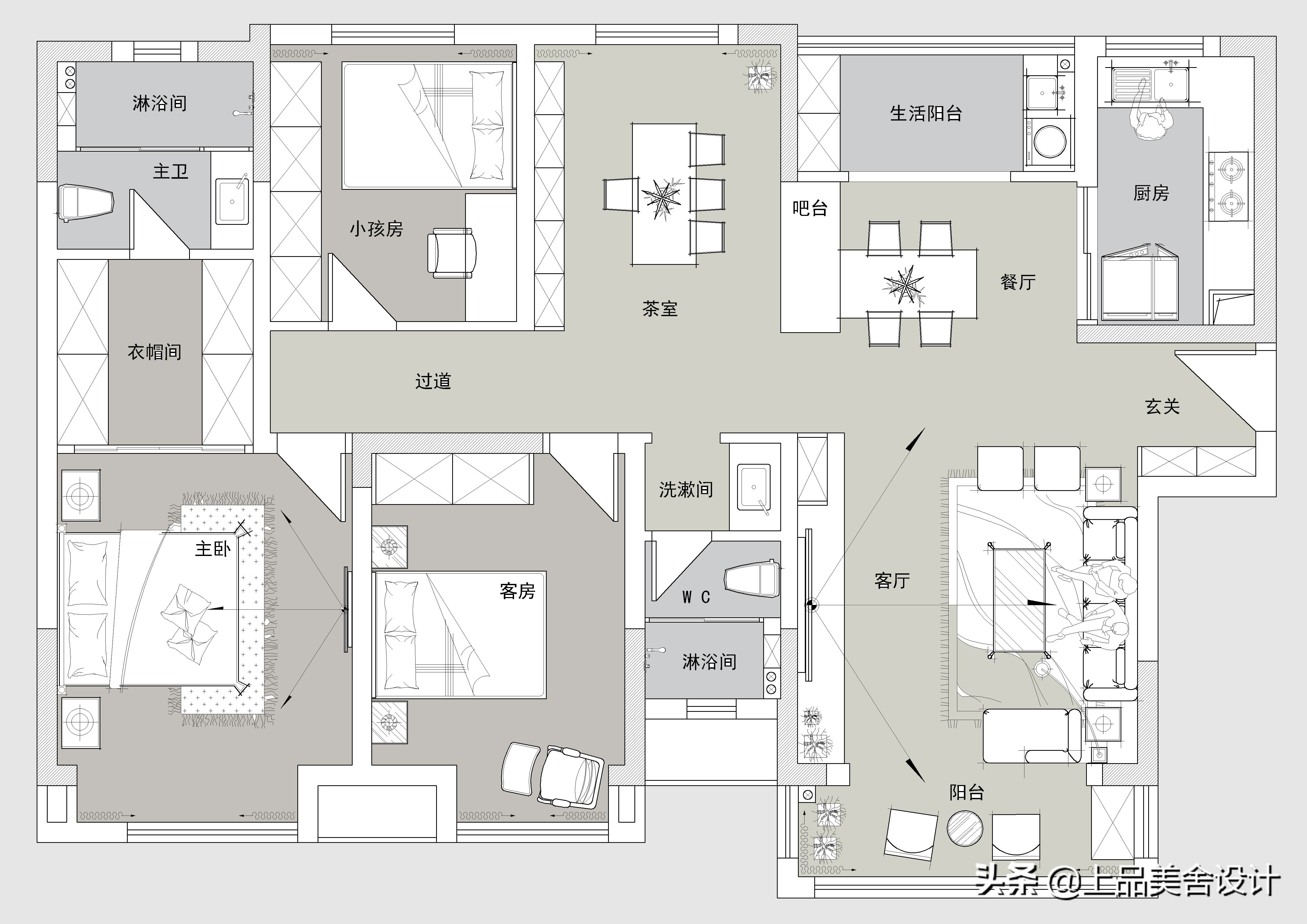 全房暖色融入轻奢调，让中式风不再沉闷，次卧改茶室简直太完美