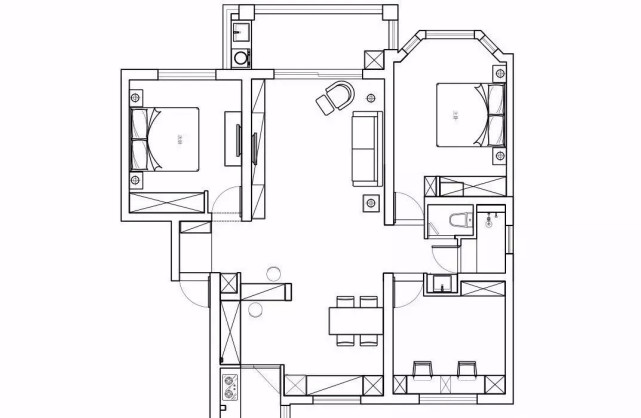 109平北歐風三居室，灰藍搭配構造一個小清新的家