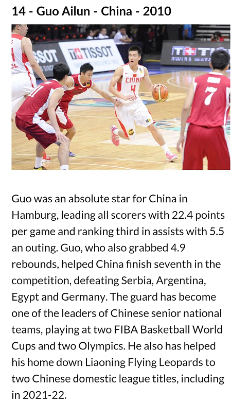 北京奥运会男篮有哪些队员(FIBA评选U17男篮世少赛史上15大球星：郭艾伦第14 塔图姆居首)