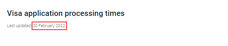 澳大利亚移民局公布，截至22年2月20日，各类别签证最新审理时间