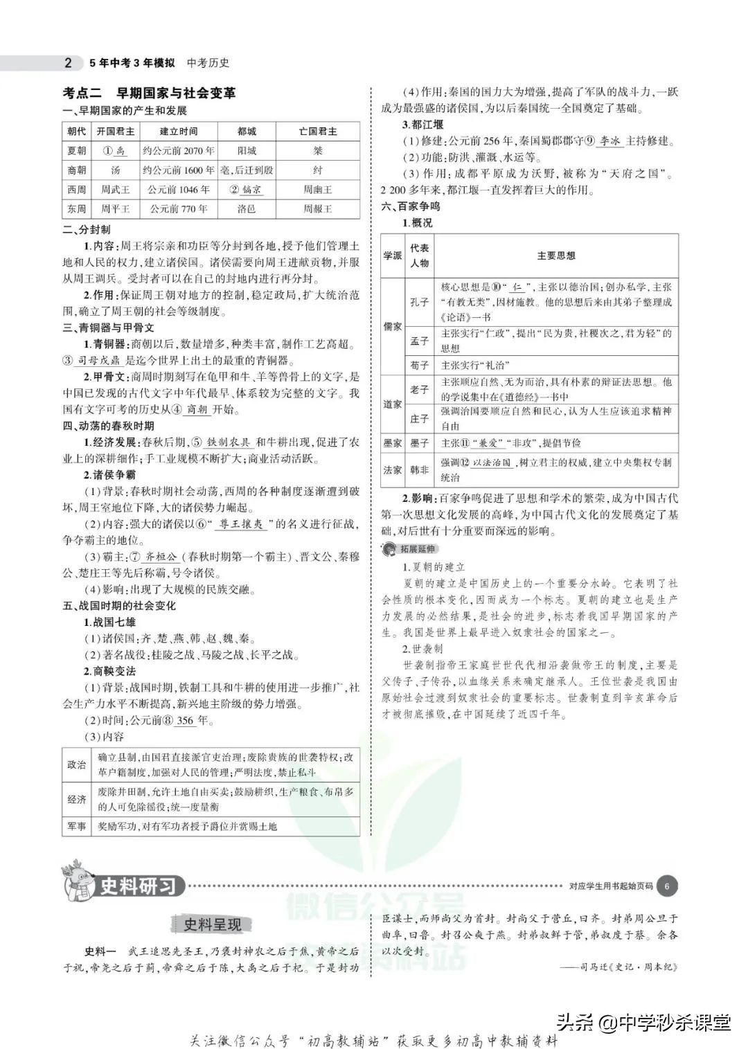 《5年中考3年模拟》中考历史全国版电子版可下载打印