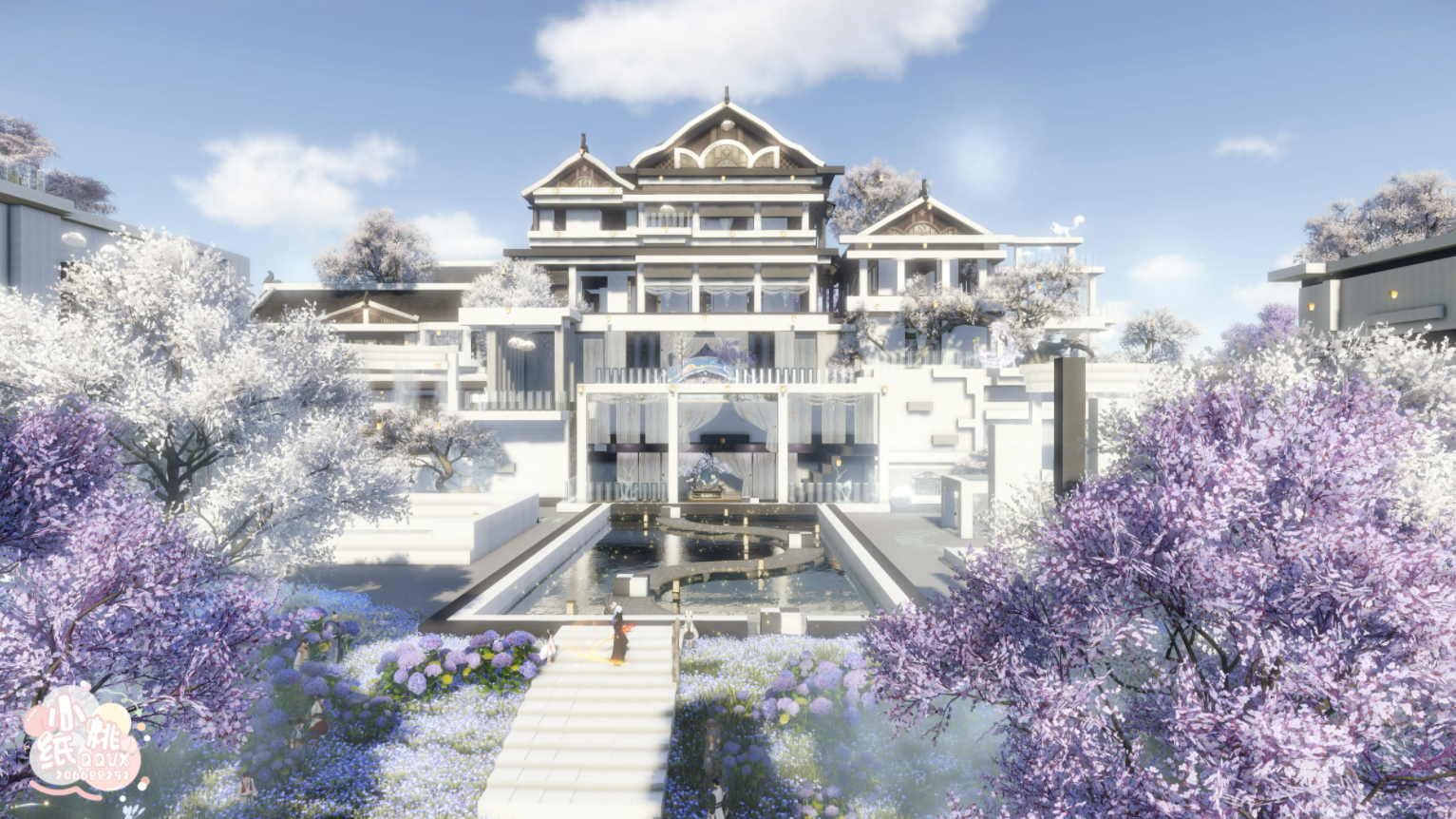 逆水寒庄园设计师多会玩？在宋朝建现代别墅，把山水画做入庭院中