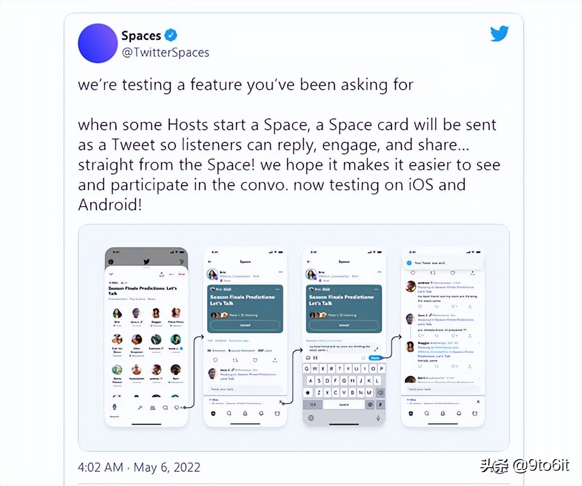Twitter测试一个可用于 Spaces 的新对话线程按钮