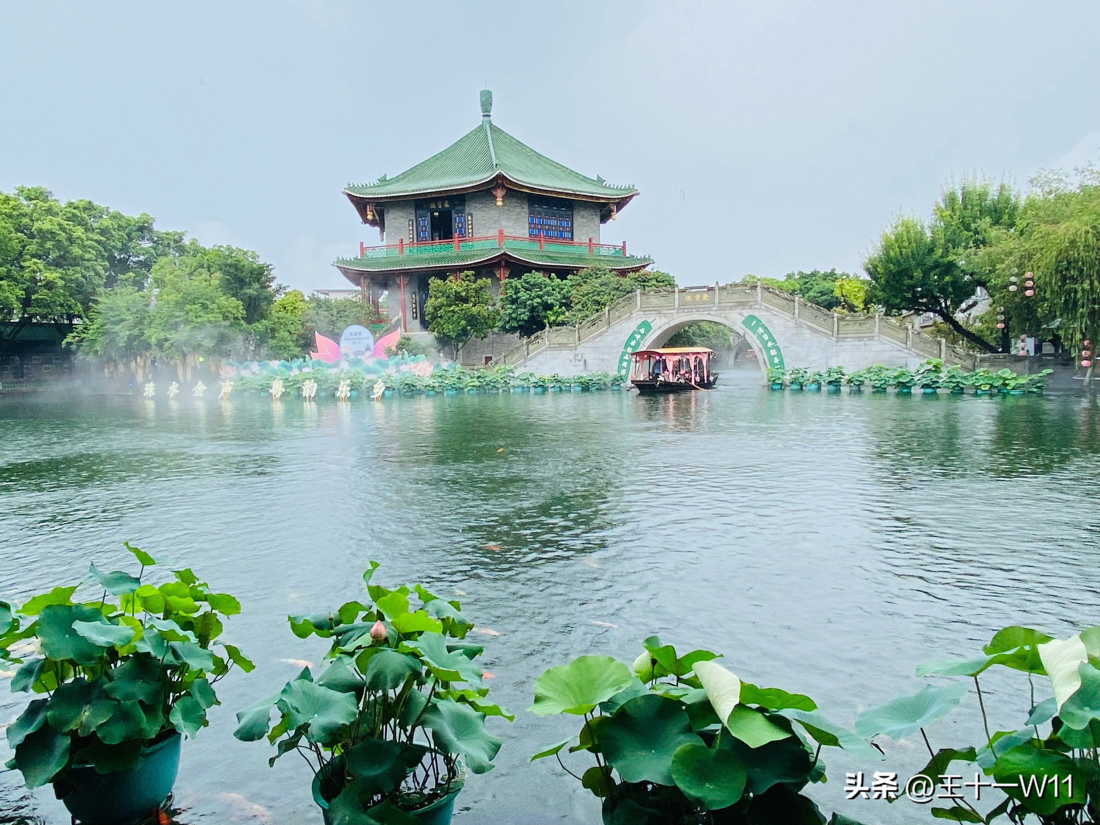 雨中漫步宝墨园，赏荷游船好惬意