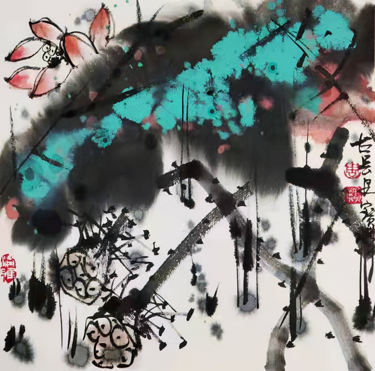 著名画家周宝麟：重彩泼墨荷花新作专题报道