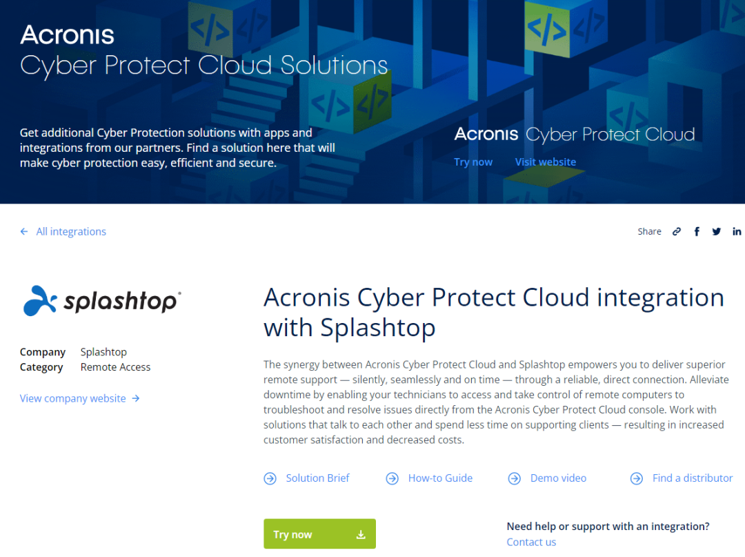 Splashtop 与 Acronis 集成，提供可扩展的远程支持