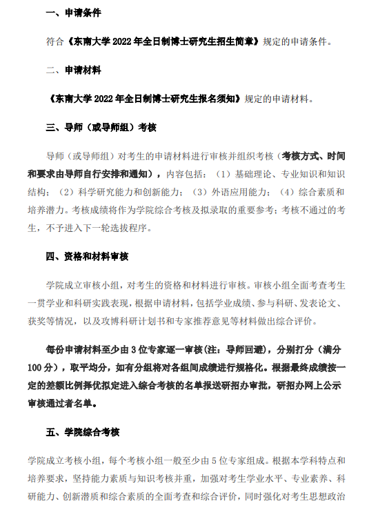 知点考博：东南大学艺术学院22年全日制博士生招生工作细则