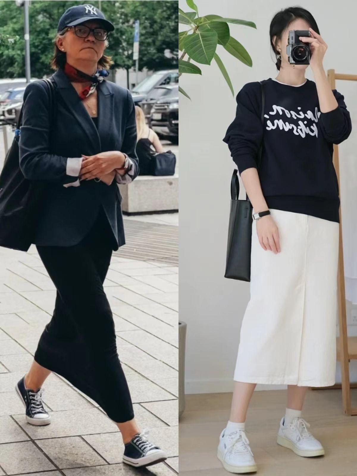 这才是秋天回头率最高的搭配，“长裙+运动鞋”，40、50岁穿太美