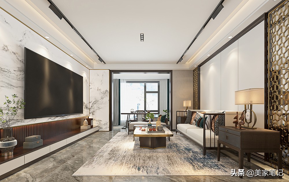 140㎡坚持装新中式，搭配轻奢调，古典与现代结合，高雅又大气