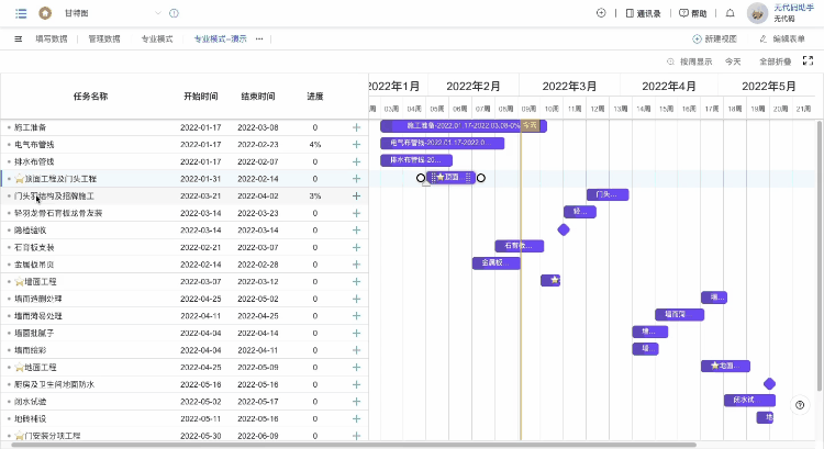 玩转无代码之甘特图-专业模式