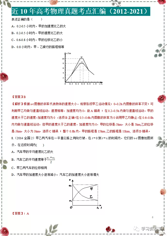 十年高考物理“真题”分项汇编(全国通用),考前必练