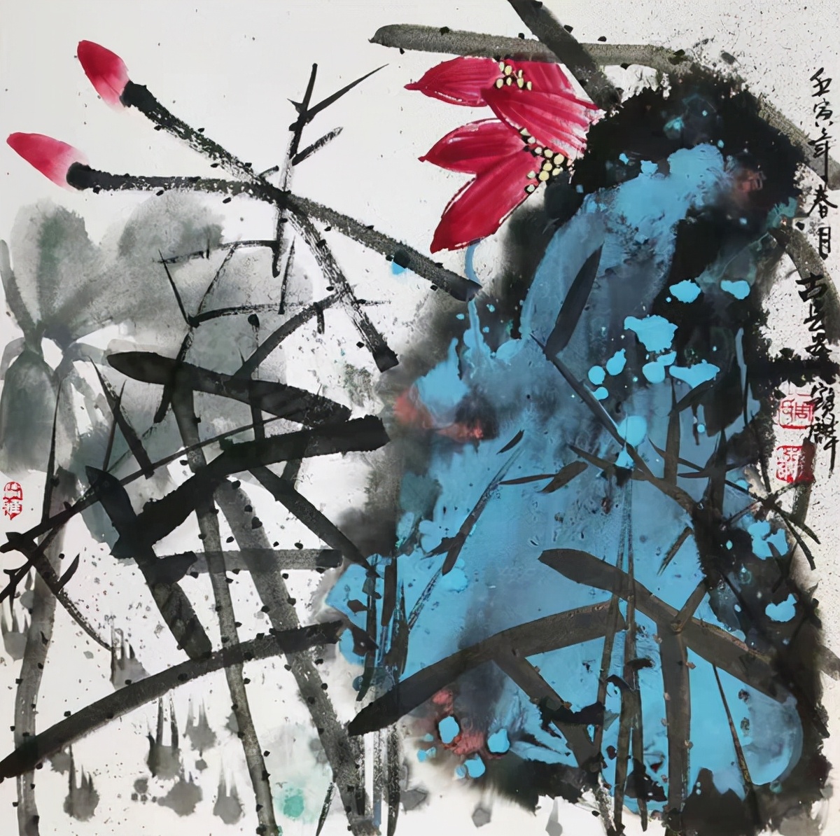 著名画家周宝麟：重彩泼墨荷花新作专题报道