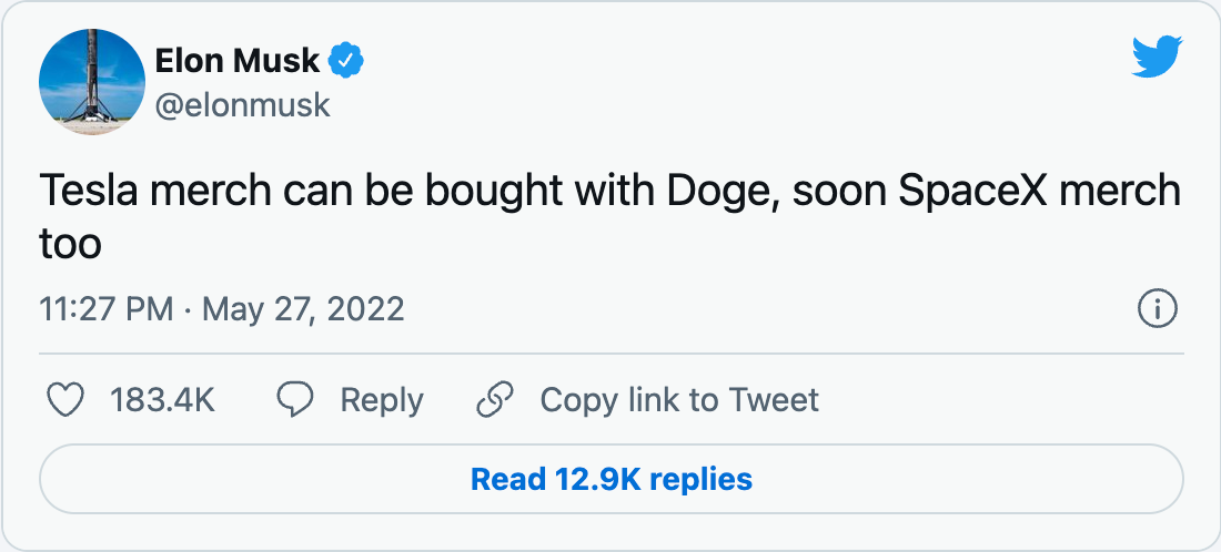 埃隆-马斯克称SpaceX将接受狗狗币；STEPN和整体游戏概念代币下跌