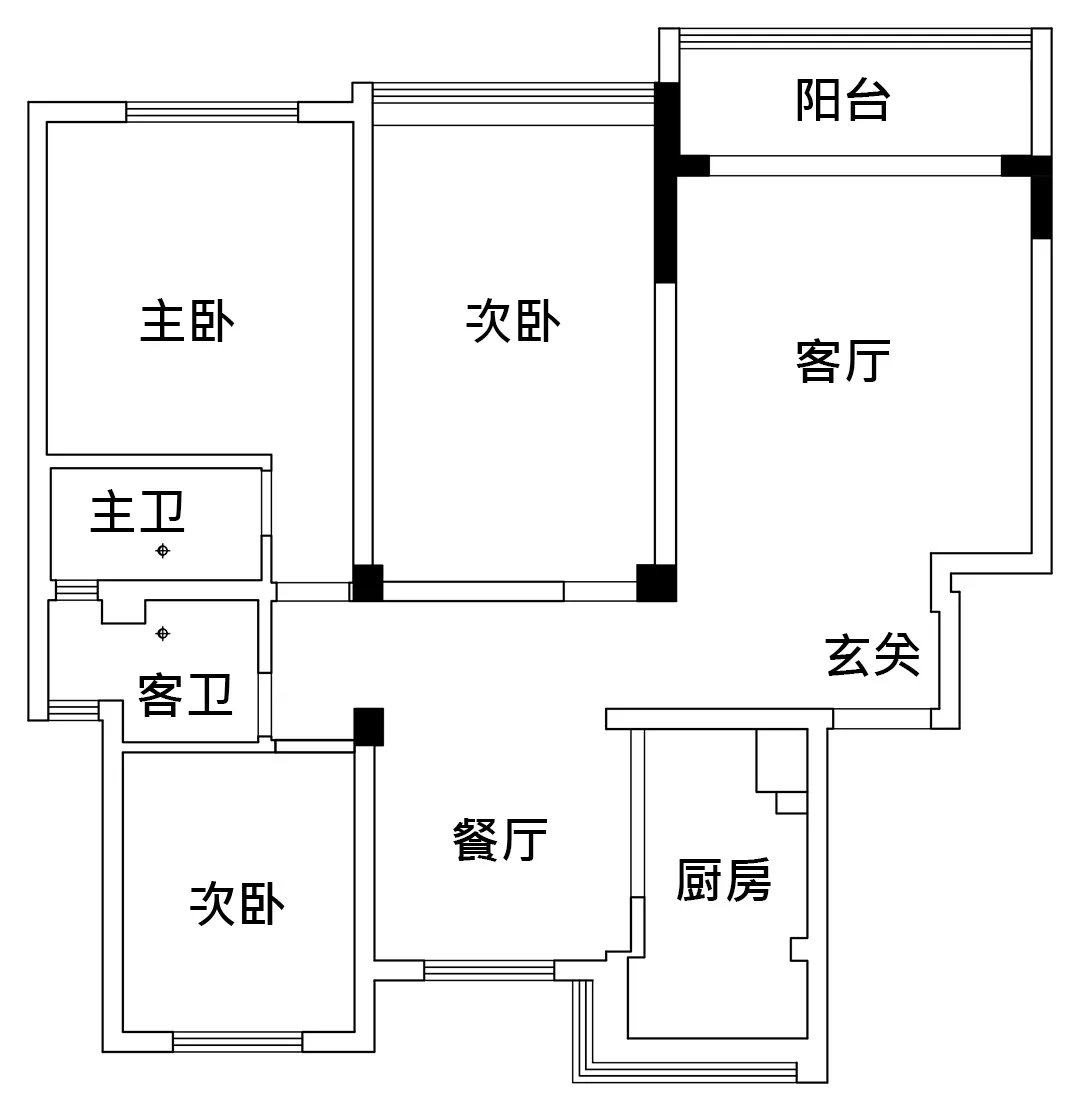 安徽127㎡户型改造,拆两道墙,三室变四室,太赞