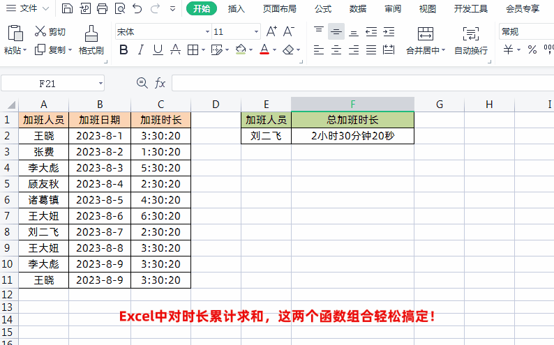 Excel中对时长累计求和，这两个函数组合轻松搞定！