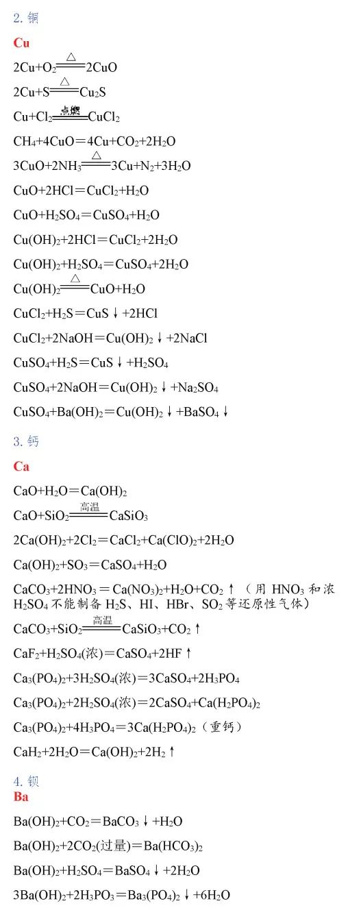 高中化学：超全化学方程式汇总，赶紧保存