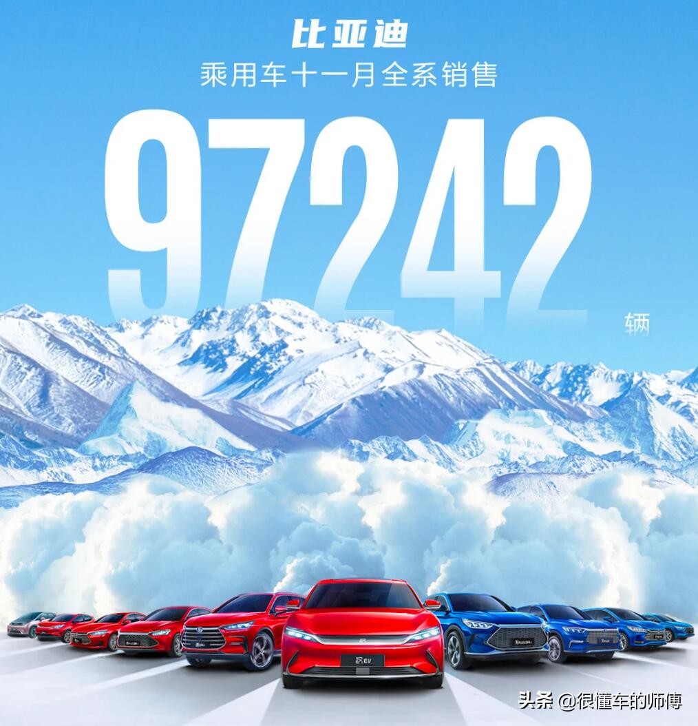 97242辆！比亚迪11月销量出炉，巅峰王者新能源还是“一打十”